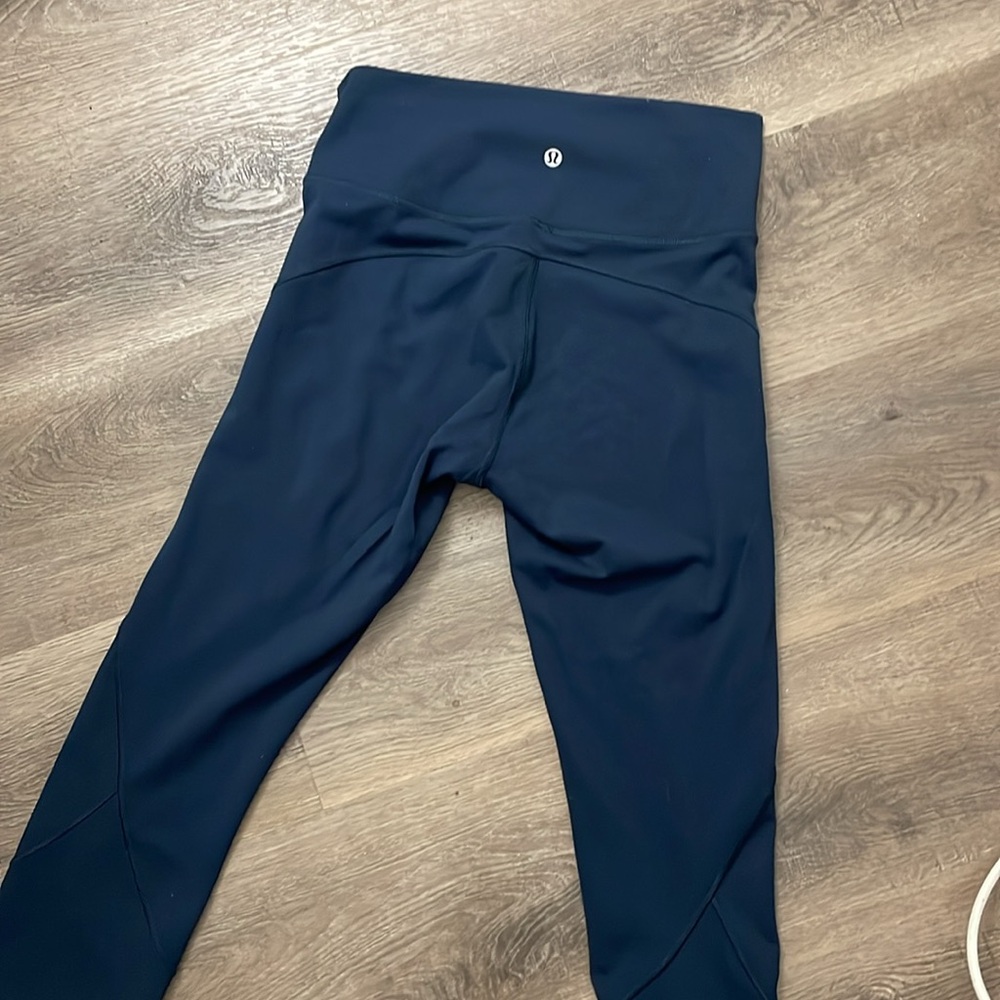 Lululemon Nocturnal Teal In Movement Crop Yoga Tights Everlux Rare Size 6 Blue - Picture 3 of 6